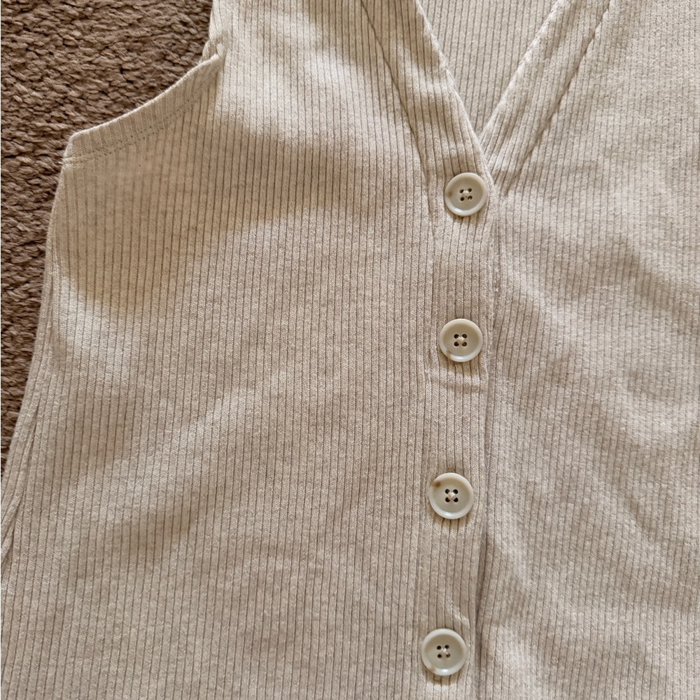 Madewell Ribbed Button Front Tank - Cream - Picture 2 of 4